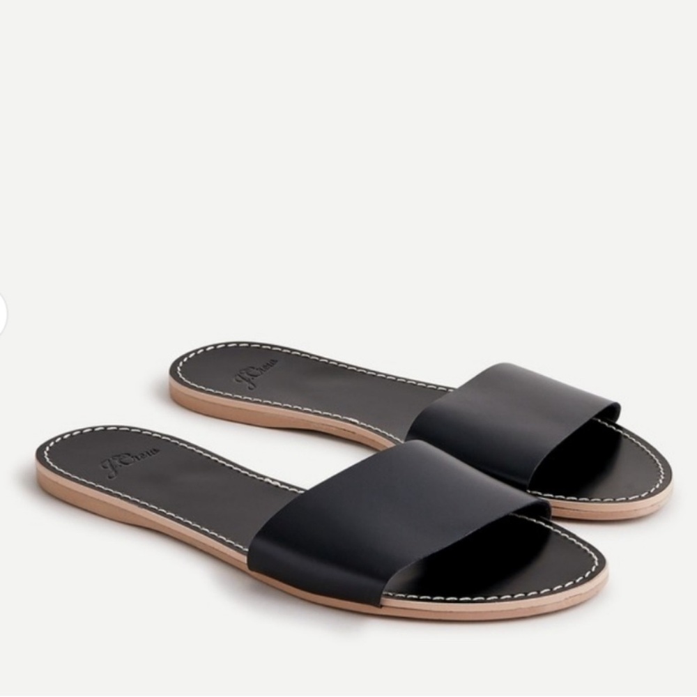 J. Crew Capri slide sandals in vachetta leather black size 8 AV951